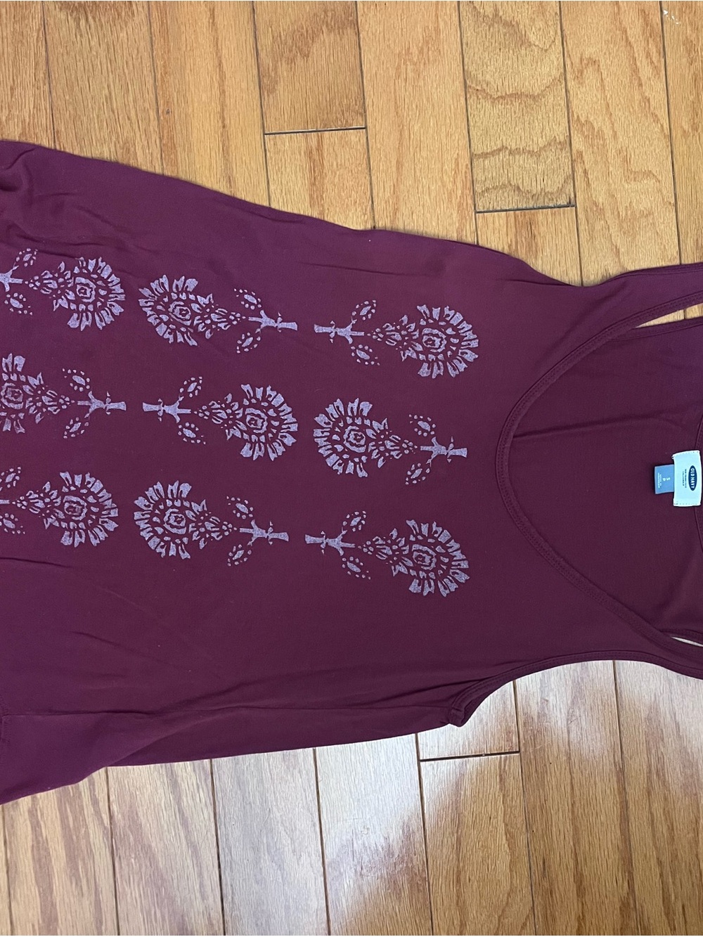 Old Navy Burgundy Floral-Print Tank Top